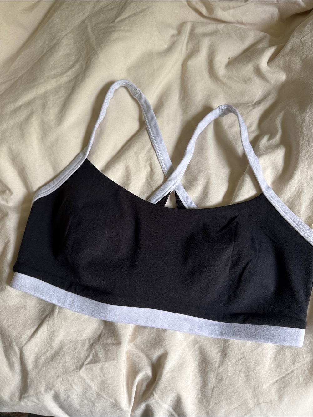 ALL IN MOTION Black & White Contrast Trim Sports Bra Small